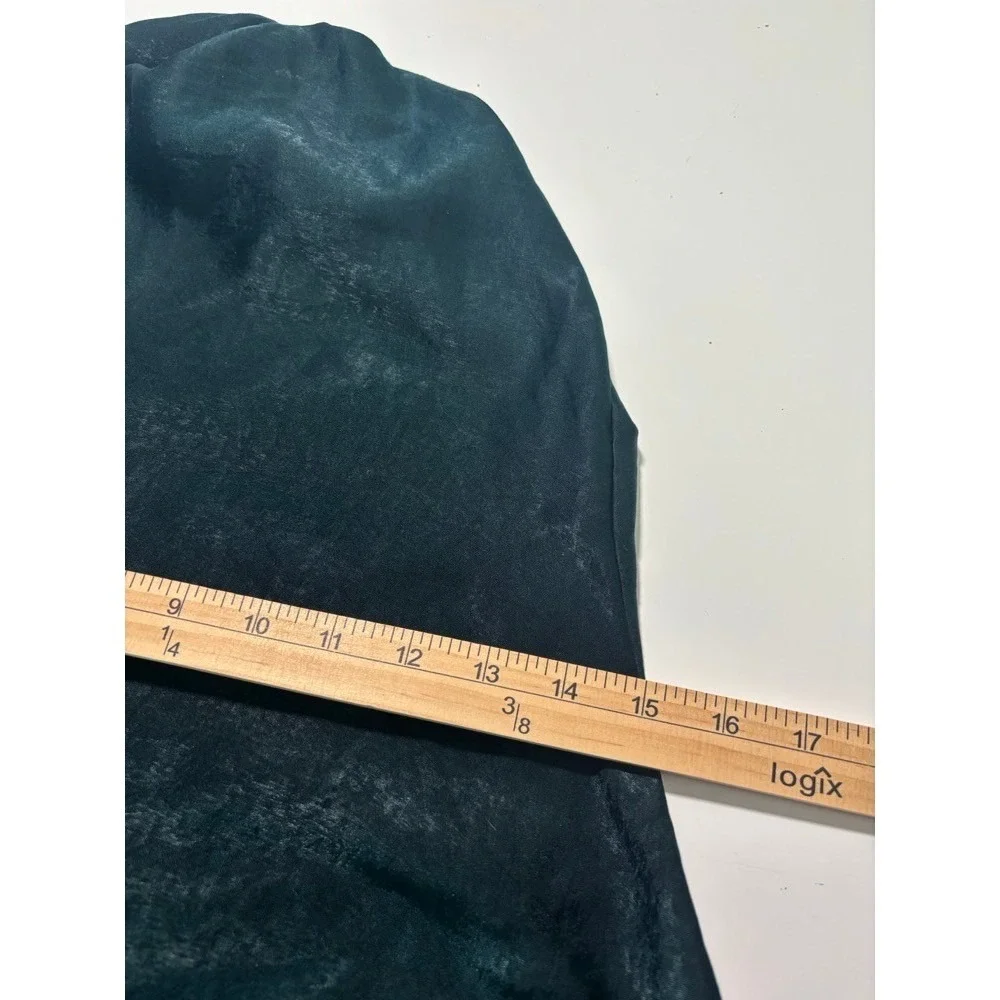 Woman's Emerald Green Ruched Waist V‎ Neck Wrap Style Top XL Balloon Sleeve